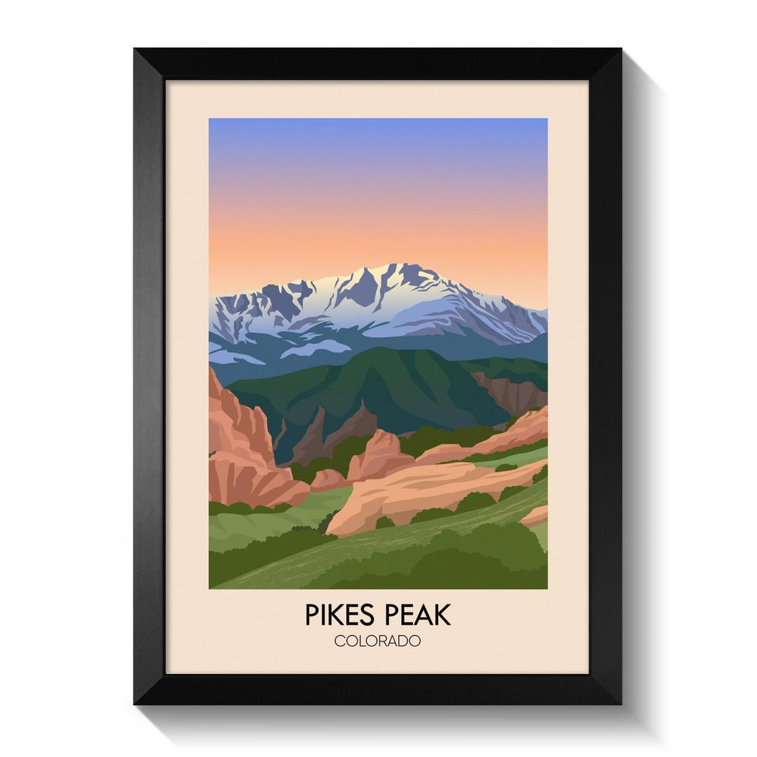 Pikes Peak Colorado Poster, Fourteeners Wall Art Print, 14er Hiking and ...