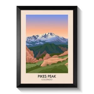 Póster de Pikes Peak, Colorado, lámina decorativa para pared de 14.000 pies (aproximadamente 4.267 metros), decoración para senderismo y ferrocarril de cremallera de 14.000 pies (aproximadamente 4.267 metros), arte de viaje a las cumbres de Front Range