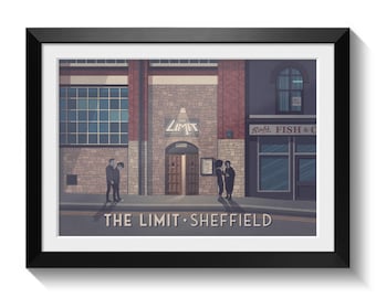 The Limit Sheffield Poster, Retro Nightclub Wall Art Print, 80s Indie Music Venue Decor, UK Live Music Travel Artwork, Music Memorabilia