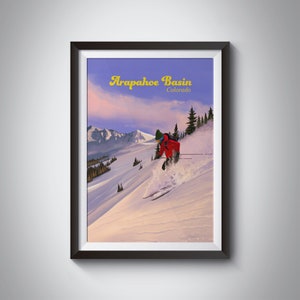 Arapahoe Basin Ski Resort Poster, Colorado, USA Travel Print, A Basin, The Basin, Rocky Mountains, vintage Ski Print, Breckenridge, Gift