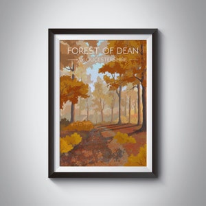 Forest Of Dean Travel Poster, Gloucestershire, Herefordshire, West Country, Vintage Travel Print, Wall Art Gift, Wye Valley, National Park