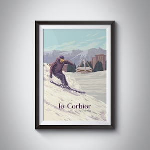 Le Corbier Ski Resort Poster, Les Sybelles France, French Alps Print, Savoie, Skiing Wall Art Gift, Maurienne Valley, Snowboarding, Framed