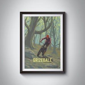 Grizedale Mountain Biking Poster, Lake District National Park Print, Hawkshead, Grizedale Forest, MTB Trail, Cycling Wall Art, Travel Print