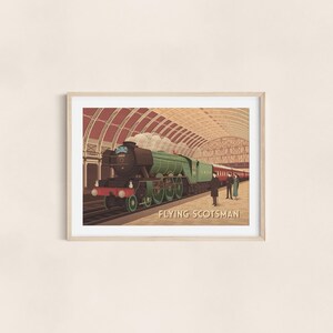 Flying Scotsman Poster, Steam Train, Steam Locomotive, Vintage Railway Poster, Travel Print, Wall Art Gift, Art Deco, Trainspotting Hobby image 3