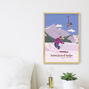 Saint-Jean-d'Aulps Ski Resort Poster, France, Portes du Soleil, Haute-Savoie, Snowboard, Avoriaz, Morzine, Vintage Travel Print, French Alps image 5
