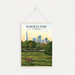 Burgess Park London Poster, Travel Print, Southwark, South East London, Skyline Art, Parkrun, Camberwell, Peckham, Bermondsey, Walworth image 6