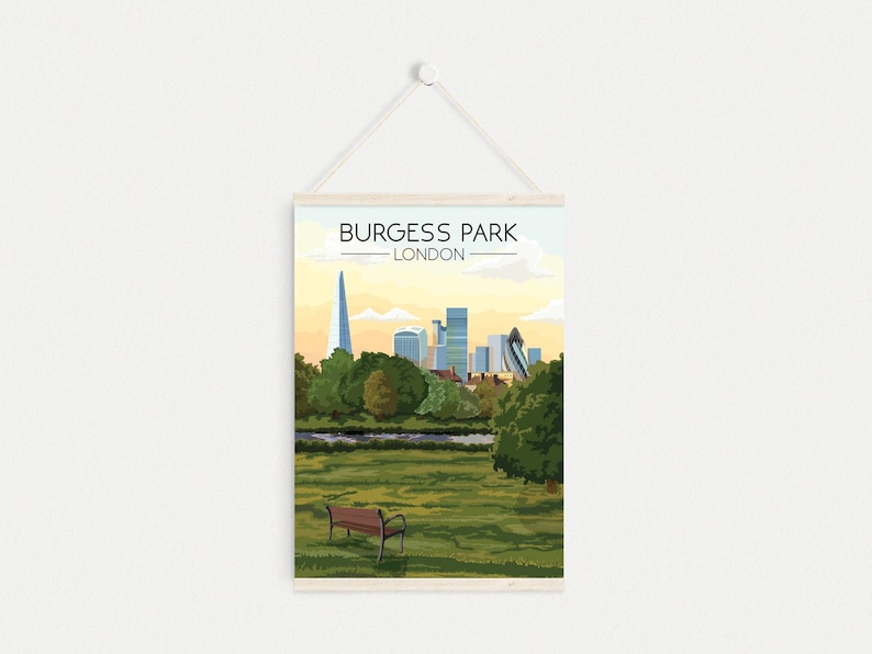 Burgess Park London Poster, Travel Print, Southwark, South East London, Skyline Art, Parkrun, Camberwell, Peckham, Bermondsey, Walworth image 6