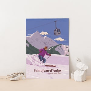 Saint-Jean-d'Aulps Ski Resort Poster, France, Portes du Soleil, Haute-Savoie, Snowboard, Avoriaz, Morzine, Vintage Travel Print, French Alps image 6