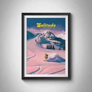 Solitude Mountain Resort Poster, Ski Resort Print, USA Utah, Salt Lake City, Wasatch Mountains, Big Cottonwood Canyon, Vintage Travel Print
