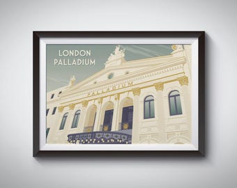 London Palladium Poster, London Reisedruck, West End Theater, Art Deco Druck, Soho, Architektur, Musicals, London Geschenk, Wandkunst Dekor