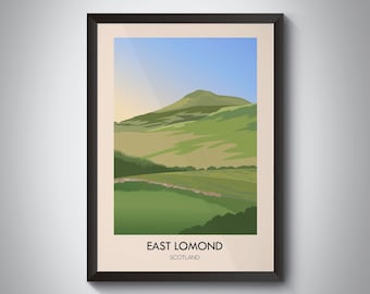East Lomond Scotland Travel Poster, Falkland Hill, Fife, West Lomond, Scottish Highlands, Wall Art Print, Fife, Munros, Hiking, Lomond Hills