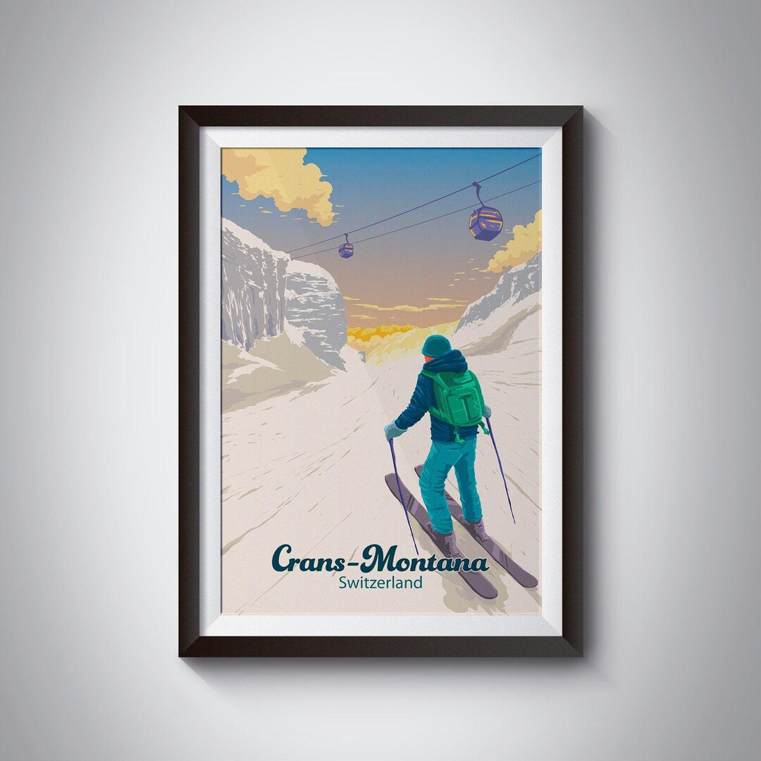 Poster Su Tela RONGCHENG - Stampa D'Arte Vintage "Francia Alpi Sci Ragazza" - Decorazione Murale Moderna Per Casa, Camera, Regalo
