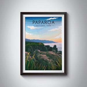 Paparoa National Park Poster, New Zealand Travel Print, Dolomite Point, Pancake Rocks, Abel Tasman, South Island, Wall Art Gift, Punakaiki