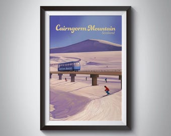 Cairngorm Mountain Scotland Ski Resort Poster, Ski Resort Print, Scottish Highlands Travel Poster, Aviemore, Cairngorms National Park Print