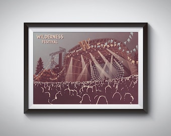 Wilderness Festival Poster, Music Festival Print, Live Music Wall Art, Travel Print, Glastonbury, Summer, Painting, Gift, Retro, Vintage
