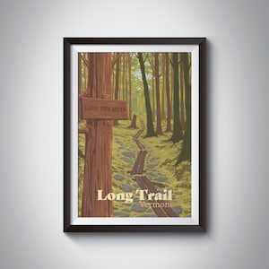 Long Trail Vermont Poster, Long Distance Hiking, Thru Hike, Appalachian Trail, National Scenic Trail Print, Travel Poster, National Park Art