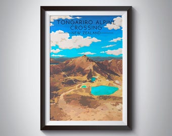 Tongariro Alpine Crossing Poster, New Zealand Travel Print, North Island, National Park, Volcanic Park, Travel Print, Mount Tongariro