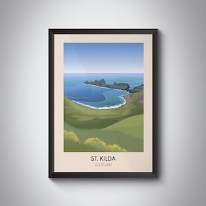St Kilda Poster, Schottland Reise-Druck, äußere Hebriden, Hirta, Archipel, Soay, Boreray, Schottische Insel, Isle of Skye, Harris, Art