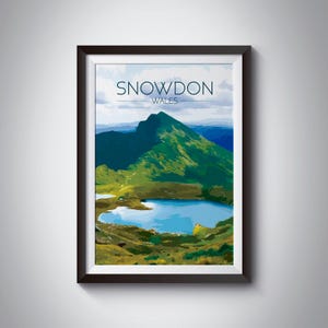 Mount Snowdon Poster, Wales Travel Poster, Three Peaks Challenge, Snowdonia National Park Print, Welsh Mountains, Hiking Gift, Art, Gift