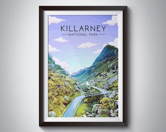 Killarney National Park Poster, Ireland Travel Print, County Kerry, Gap of Dunloe, Ring of Kerry, Wild Atlantic Way, Road Trip, Irish Gift