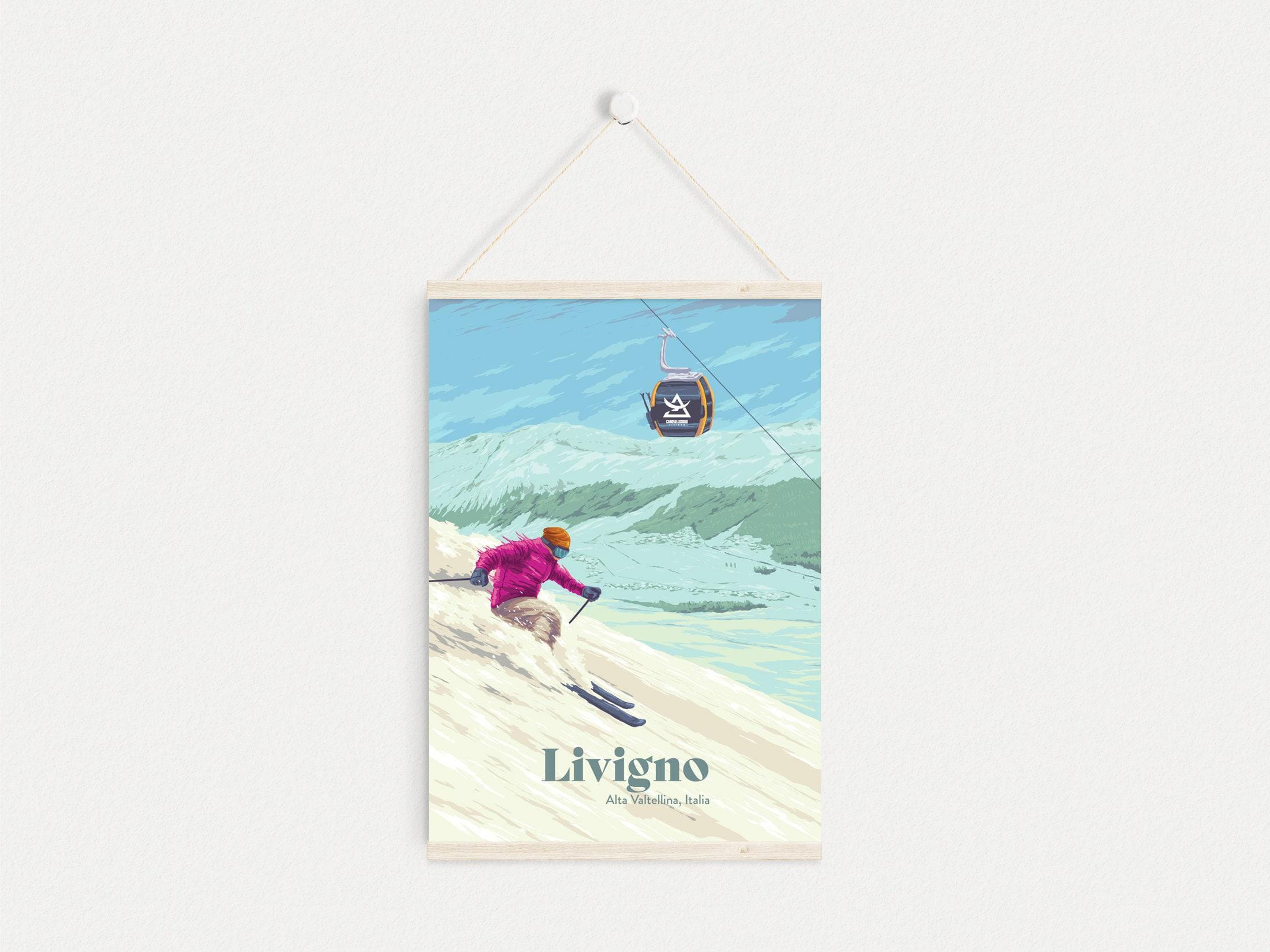 Autocollant Vintage - Ski Livigno Zona Doganale - Italie (années 80) - Original