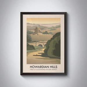 Howardian Hills AONB Poster, North Yorkshire, Castle Howard Mausoleum, Yorkshire Wolds, North York Moors National Park, Vintage Travel Print