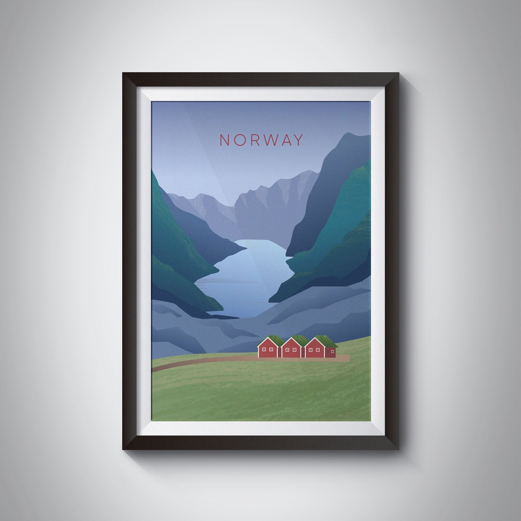 Norway Minimal Travel Poster, Simple Travel Print, Norwegian Fjords, Northern Lights, Vintage Art, Scandi Wall Art, Oslo, Bergen, Tromso