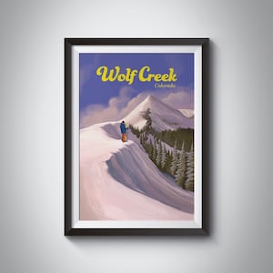Wolf Creek Ski Resort Poster, Colorado, USA Travel Print, Wolf Creek Ski Area, Trail Map, Rocky Mountains, Snowboarden, Vintage Ski Poster
