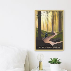 Go Mountain Biking Print, Vintage Travel Poster, Hobbies, Cycling, Outdoor Pursuits, Extreme Sports, Bicycle Wall Art, Biking Gift, Nature image 3
