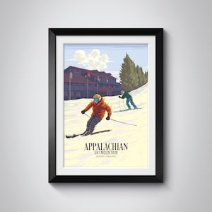 Appalachian Ski Mountain Poster, North Carolina Ski-Resort-Druck, Appalachian Ski Mountain-Druck, North Carolina Ski-Poster, Landkartenkunst