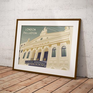 Póster del London Palladium, Impresión de viaje a Londres, Teatro del West End, Impresión Art Déco, Soho, Arquitectura, Musicales, Regalo de Londres, Decoración de pared imagen 3