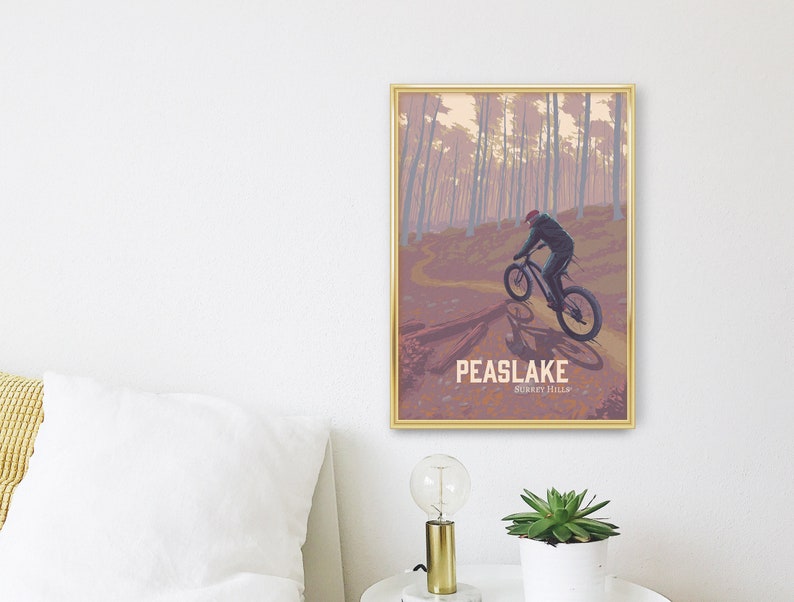 Peaslake Mountain Biking Poster, Surrey Hills MTB, Holmbury Hill, Pitch Hill Mountain Bike Trails, Cycling Gift, Enduro, Singletrack image 3