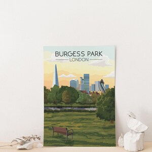 Burgess Park London Poster, Travel Print, Southwark, South East London, Skyline Art, Parkrun, Camberwell, Peckham, Bermondsey, Walworth image 2