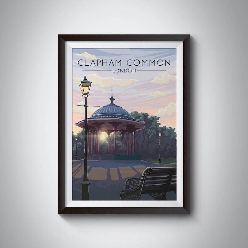Clapham Common Poster, London Parks Print, Lambeth, Balham, Wandsworth ...
