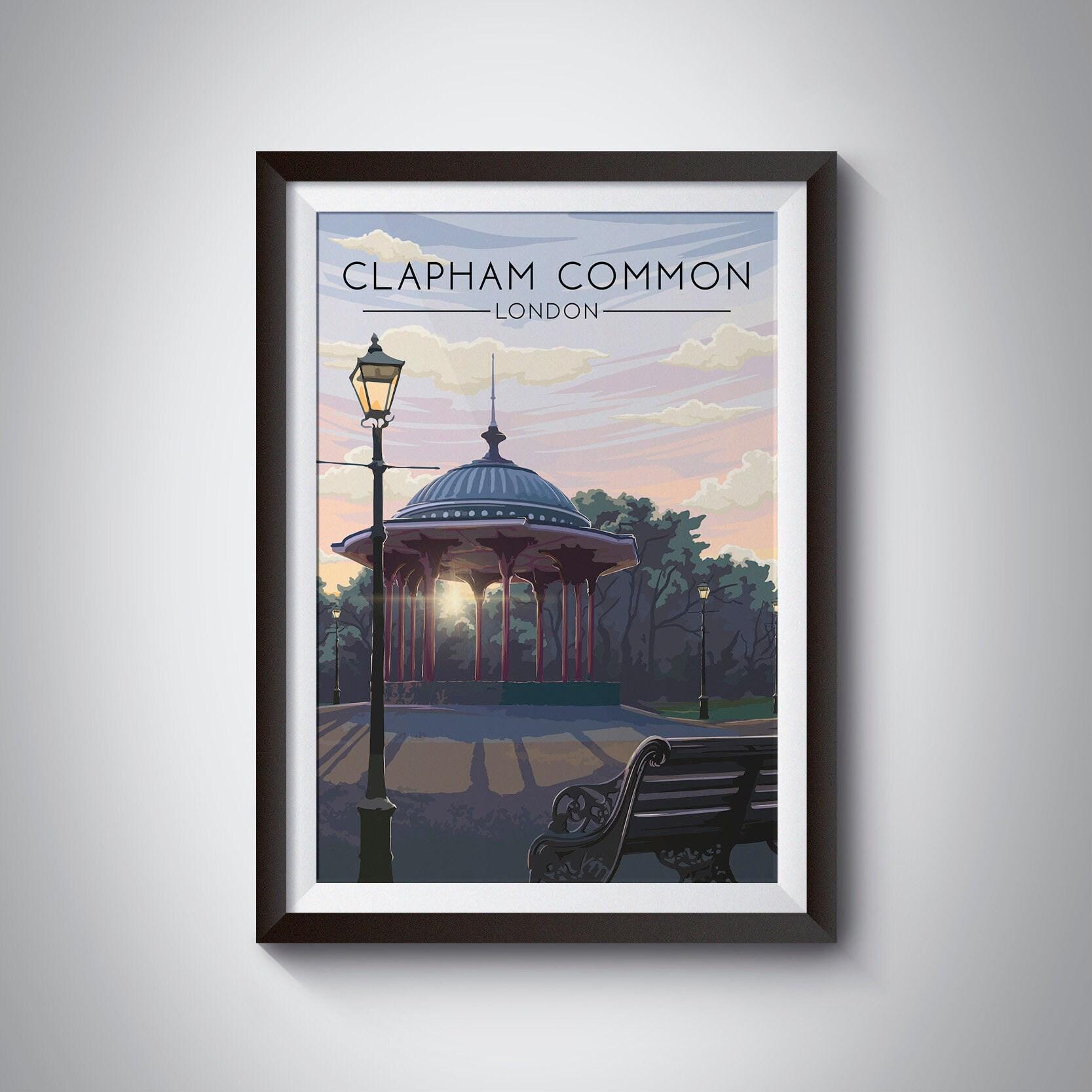 Clapham Common Poster, London Parks Print, Lambeth, Balham, Wandsworth ...
