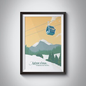 Cartel de la estación de esquí de Morzine, Portes du Soleil, impresión de esquí vintage, Francia, Alpes franceses, Avoriaz, snowboard, regalo de esquí, montañas
