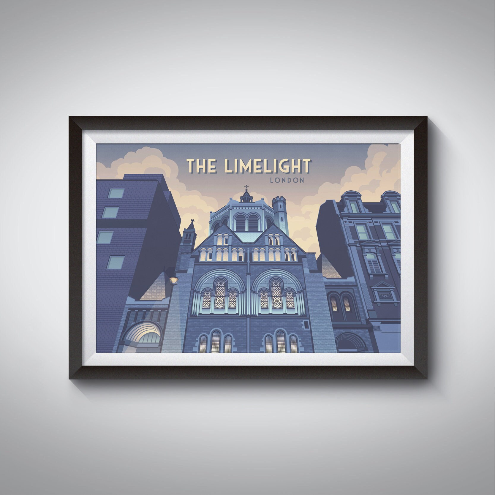 The Limelight Club London Poster, Nightclub Print, Music Venue, London Architecture, Shaftesbury Avenue, Clubbing, Raving, 80s, 90s, Dance