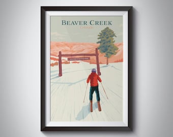 Beaver Creek Colorado Poster, Ski Resort Print, Skiing Wall Art, Colorado Travel Poster, Rocky Mountains, National Park, Snowboarding, Aspen