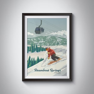 Steamboat Springs Ski Resort Poster, Steamboat Colorado Print, Vintage Ski Print, Skiing Gift, Vail, Aspen, Breckenridge, Wall Art Print