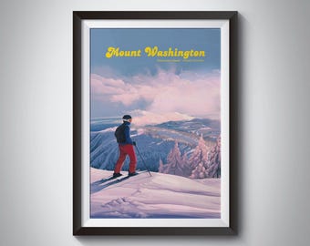 Mount Washington Ski Resort Poster, Canada, British Columbia, Vancouver Island, Strathcona Provincial Park, Vintage Travel Print, Retro Art