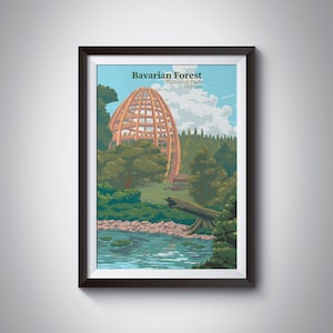 Nationalpark Bayerischer Wald Poster, Deutschland Reise Druck, Baumwipfelpfad, Bayerischer Wald, Europa Reise Wandkunst, Vintage, Retro, Geschenk