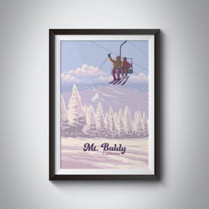 マウント・ボールディ・スキーリゾートのポスター、サンガブリエル山脈、カリフォルニア州、アメリカ合衆国、スノーボード、サンアントニオ山、マウント・ボールディ、ヴィンテージ・トラベル・プリント、アート