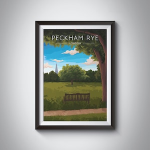 Peckham Rye Park Poster, London Travel Poster, South London Park Print, Wall Art, Nunhead, Honor Oak, East Dulwich, Peckham Rye Common, Gift