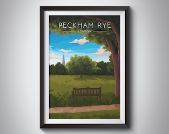 Peckham Rye Park Poster, London Travel Poster, South London Park Print, Wall Art, Nunhead, Honor Oak, East Dulwich, Peckham Rye Common, Gift