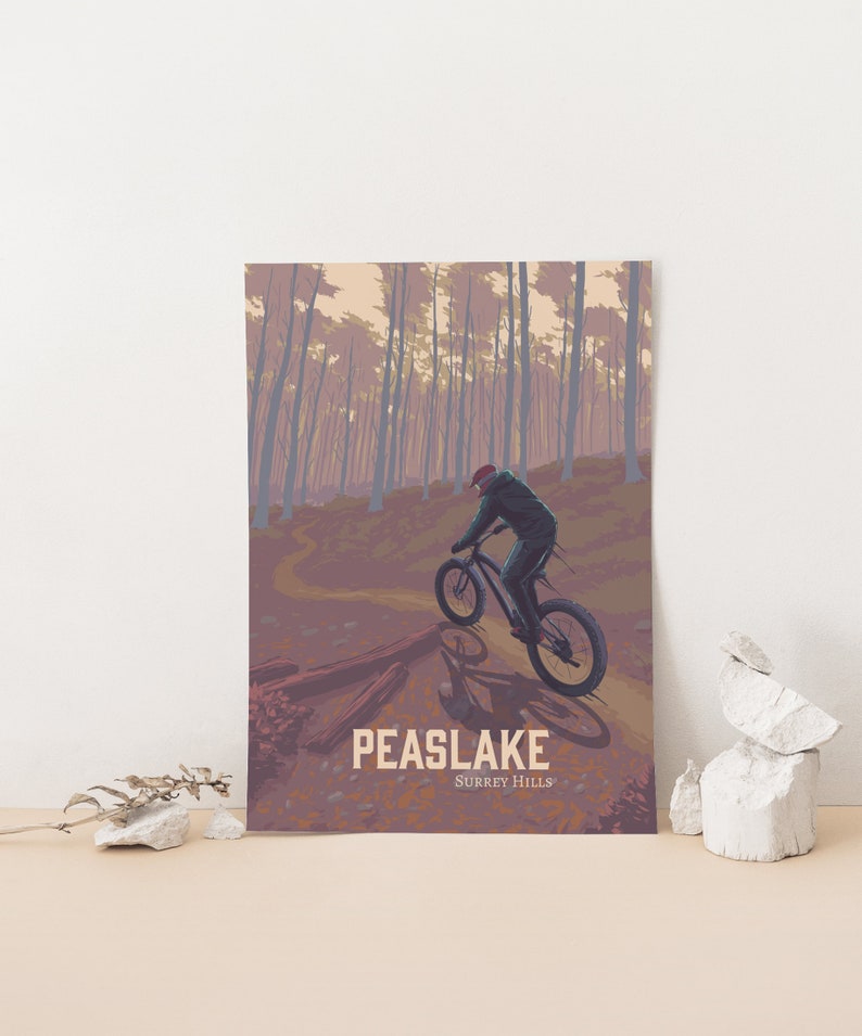 Peaslake Mountain Biking Poster, Surrey Hills MTB, Holmbury Hill, Pitch Hill Mountain Bike Trails, Cycling Gift, Enduro, Singletrack image 2