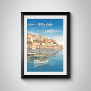 Brixham Devon Travel Poster, Brixham Travel Art, Brixham Wall Art, Devon Travel Poster, Seaside Wall Art, Devon Home Decor, Devon Art Print