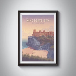 Kingsgate Bay Poster, Broadstairs Kent, Viking Bay, Kingsgate Castle, English Seaside, Margate, Ramsgate, Vintage Travel Print, Wall Art