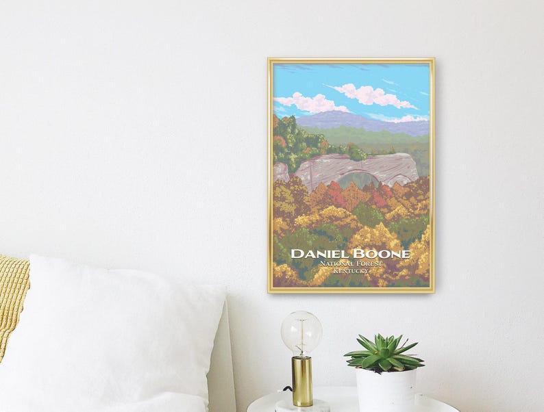 Daniel Boone National Forest Poster, Kentucky USA, Vintage Travel Print ...