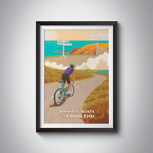 John O'Groats to Lands End Cycling Poster, JOGLE, End to End Challenge, Cycle Touring, Großbritannien, Radfahren, Fahrrad, Reise Poster, Print