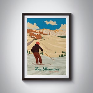 Les Menuires Ski Resort Poster, Skiing Print, 3 Valleys France, French Alps, Val Thorens, Belleville, St Martin, Meribel, Snowboarding, Gift